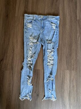 American Eagle Outfitters Light Blue Ripped Skinny Jeans